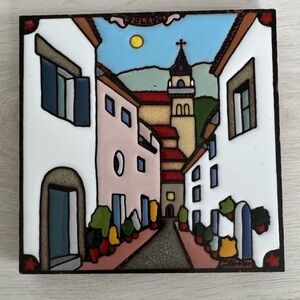 Vintage St. Germier Decorative Ceramic Tile of Toledo Spain Signed Wall Hanging
